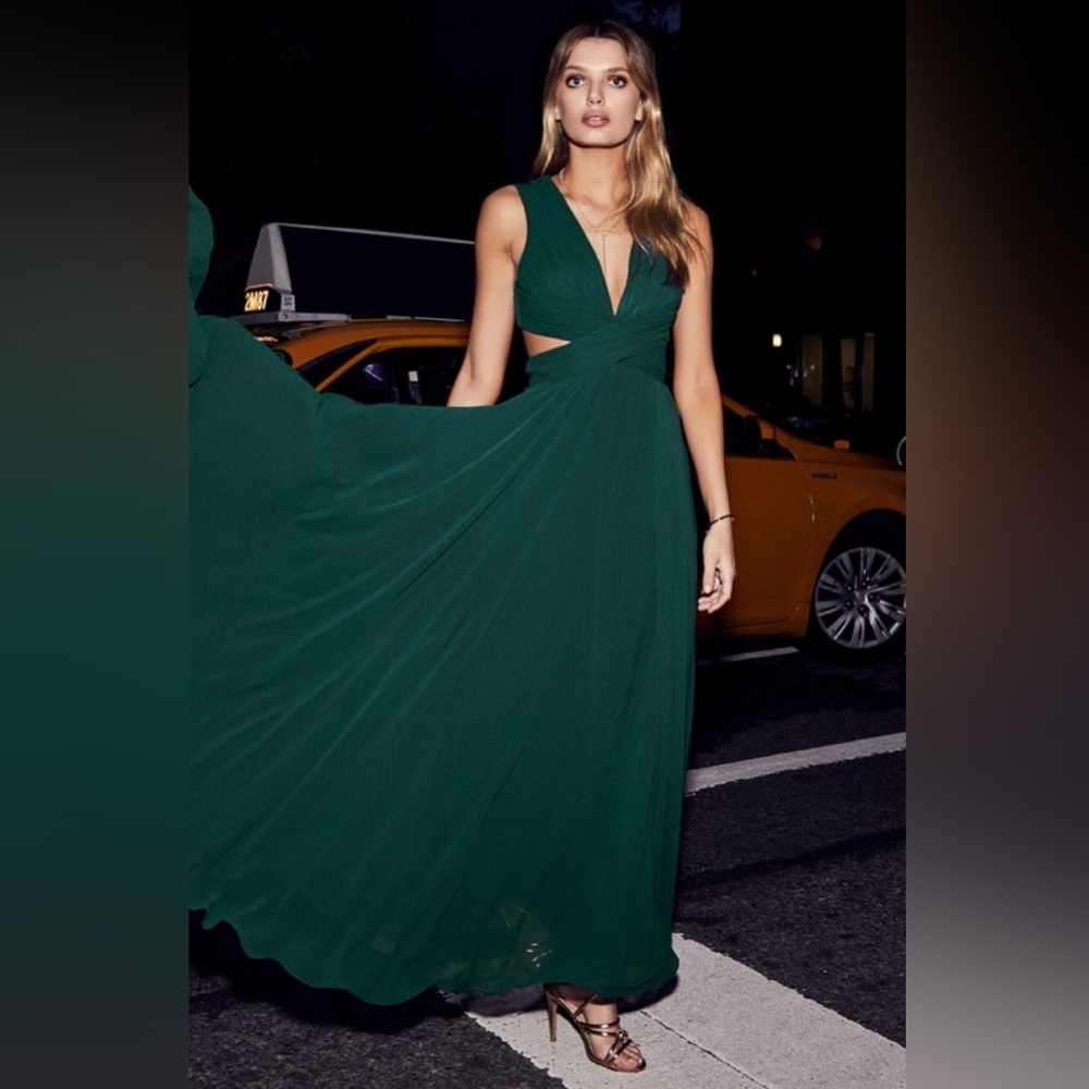Lulus Vivid Imagination Emerald Green Cutout Maxi Dress